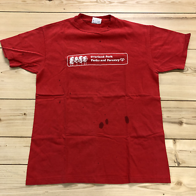 #ad Vintage Hanes Red Overland Park Parks And Forestry T shirt Adult Size L USA Made $17.00