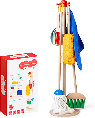 #ad WOODMAM Wooden Kids Cleaning Set for Toddlers8 Pieces Montessori Cleaning Toys $37.23