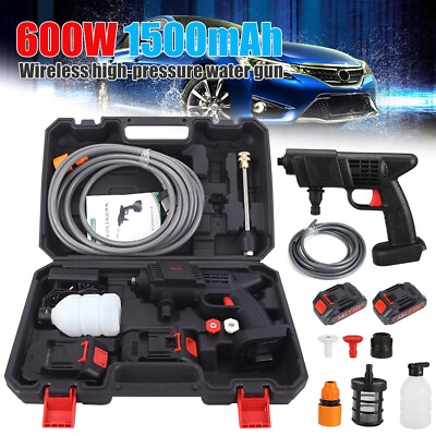 #ad 600W Cordless Pressure Washer Gun Portable Power Washer w Nozzle amp; 2PCS Battery $38.89