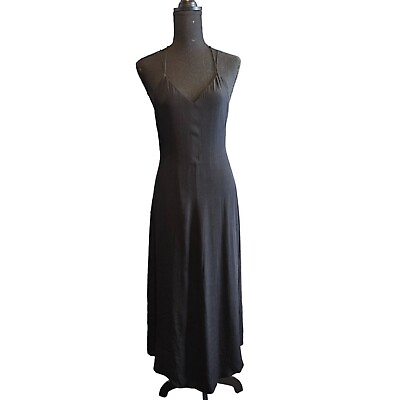 #ad ARITZIA Wilfred Angelique Black Strappy Long Fully Lined Dress Women Size Small $45.00