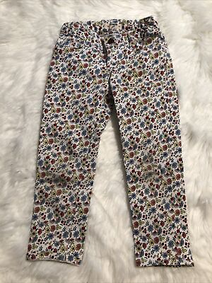 #ad OshKosh Girls Floral Denim Pants Size 6x 6 Red Blue Yellow Flowers $12.99