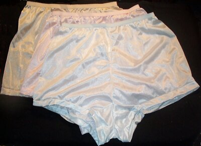 #ad 3 Pair Size 7 Flare Leg ASSORTED Nylon Tricot Panty Similar to a Man#x27;s Boxer USA $16.99