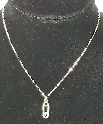#ad Ladies Stylish Silver Plated safety pin with Crystal accents necklace 16 inches $15.29