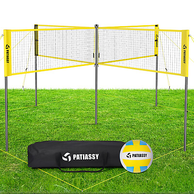 #ad 16FT 4 Square Volleyball Game Set with Adjustable Height 4 Way Volleyball Net $98.28
