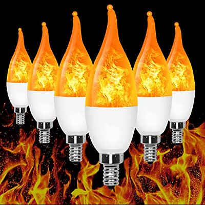 #ad 6 Pack LED Flame Light Bulb 3 Mode LED Candelabra Flame Light Bulb 1.2 Watt $26.12