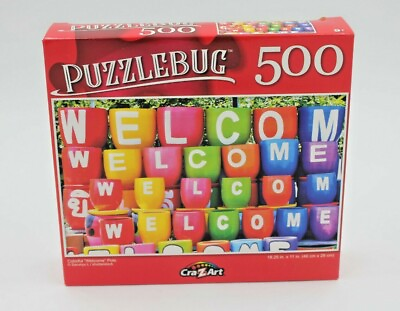 #ad Puzzlebug 500 Piece Puzzle quot; COLORFUL WELCOME POTSquot; 18.25quot; X 11quot; New amp; Sealed $12.00