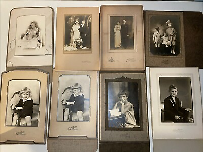 #ad Lot Of 8 Antique 1800#x27;s 1900#x27;s Large Photograph Card Wedding Children Baby $24.99