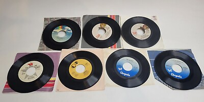 #ad Vintage 45 RPM Vinyl Records Lot Of 7 Eagles Clapton Benatar Mellencamp $14.99
