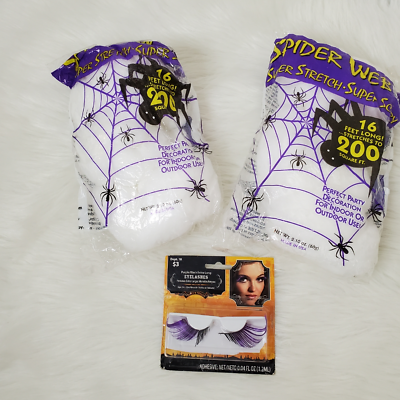 #ad Halloween purple eyelashes and decoration spider web $5.00