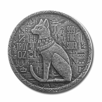 #ad 2 1 2 oz .999 Silver Rounds Old World Style Egyptian God Cat Bastet $41.49