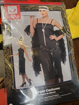 #ad Flapper Costume Halloween Fancy Dress black L $10.00