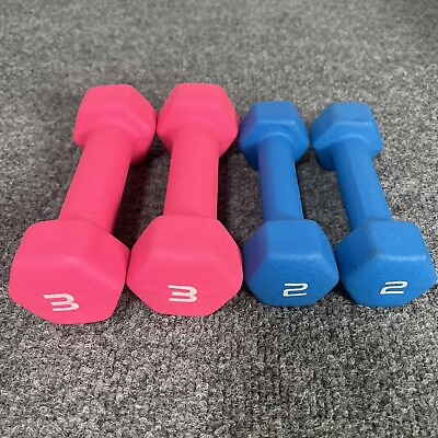 #ad CAP Neoprene Hex Set of 4 2lb amp; 3lb Pound Dumbbell Hand Weights 10lbs Total $16.99