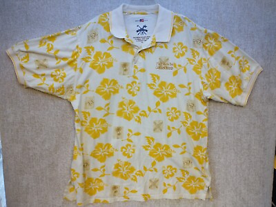 #ad The SKINS GAME Hawaiian Floral U Wanna Bet Golf Polo Sz XL Turtle Bay Yellow $9.59