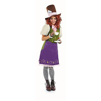 #ad Women`s Miss Hatter Costume S L Ladies Alice in Wonderland Halloween Fancy Dress $37.95