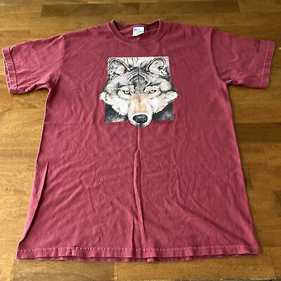 #ad Vintage gray wolf Animal graphic T shirt adult men’s medium 100% cotton￼ $2.19