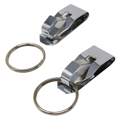 #ad 2 Pcs Secure Belt Clip Key Holder w Metal Hook amp; Heavy Duty 1 1 4quot; Keychain Ring $12.99