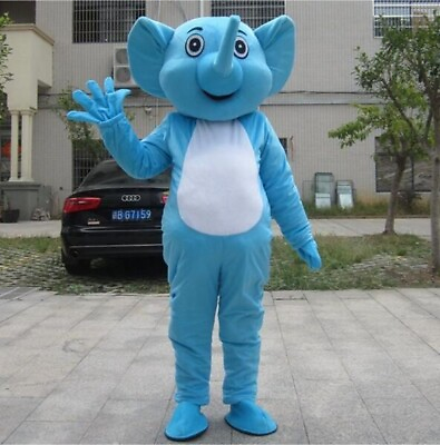 #ad Mascot Costume blue cartoon Elephant Party Fancy Dress Adult Gift $124.20