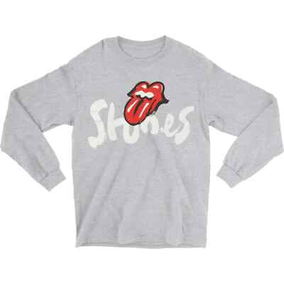 #ad New: ROLLING STONES Brush Stroke Athletic Gray Longsleeve Men#x27;s Shirt L XL $16.98
