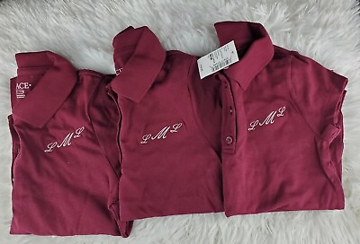 #ad Children#x27;s Place Girls Polo Size M 7 8 Burgundy Short Sleeve Embroidered quot;LMLquot; $40.00