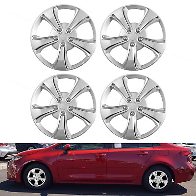 #ad Set of 4 Full Rim Silver Full Hub Caps Car Wheel Universal Model 17quot; Wheel Cover $41.10
