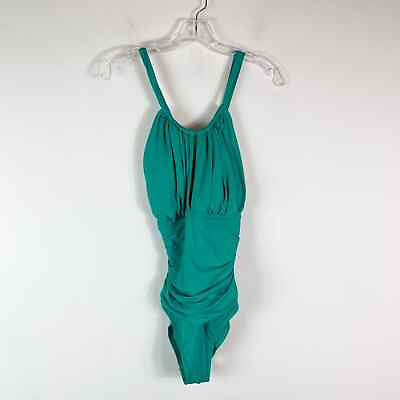#ad La Blanca NWT Women Island Goddess High Neck Keyhole One Piece Green Swimsuit 16 $62.00