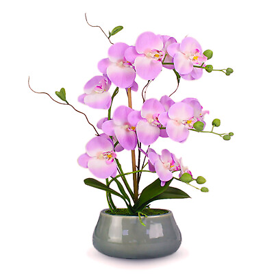 #ad Orchid Artificial Flowers With Vase Faux Phalaenopsis Table Wedding Decoration $46.74