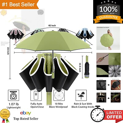 #ad Windproof UV Umbrella with Reflective Stripes Stylish Sun Protection Gear $31.99