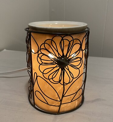 #ad Scentsy Travertine Core Warmer And Scentsy Flowers Wire Wrap Works $24.99