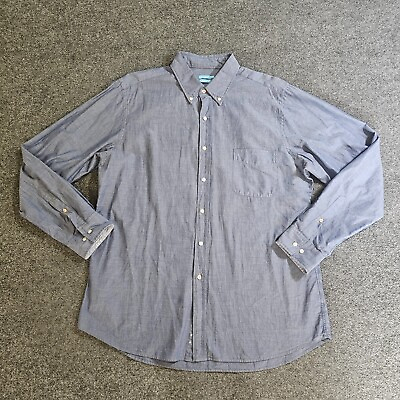#ad J McLaughlin Shirt Mens XL Blue Gray Button Long Sleeve Slim Fit Casual Career $22.49