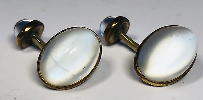 #ad Vintage 10K Gold and Double Side Moonstone Cufflinks $810.00