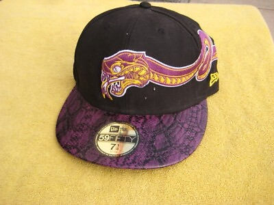 #ad Vintage 59Fifty New Era Kobe Black Mamba Fitted Hat 7 1 4 LA Lakers Worn holes $25.00