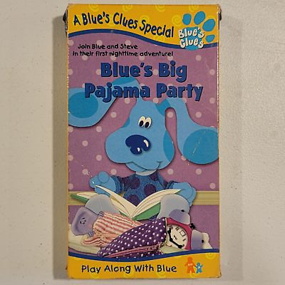 #ad #ad Blue#x27;s Clues Blue#x27;s Big Pajama Party VHS 1999 FAMILY NICKELODEON JR RARE OOP $9.99