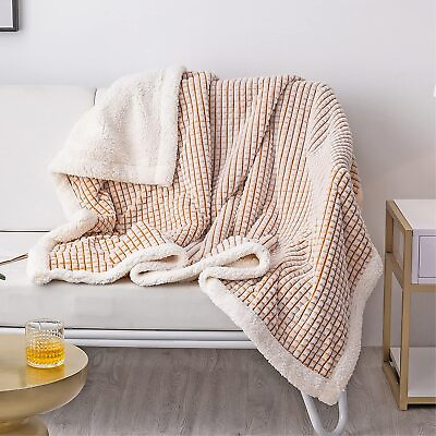 #ad LOMAO Sherpa Blanket Throw Blanket 60x80 Soft Warm Fleece Blanket Mustard Yellow $47.99