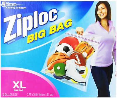 #ad 1 BiG BAG ZIPLOC XL 10 GALLON plastic 24quot;x20 eXtra Large storage clothes ZIPLOCK $19.11