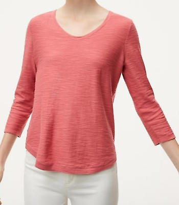 #ad Ann Taylor LOFT Womens Shirttail Tee Top 100% Cotton Rose Small MSRP $49.50 NEW $25.00