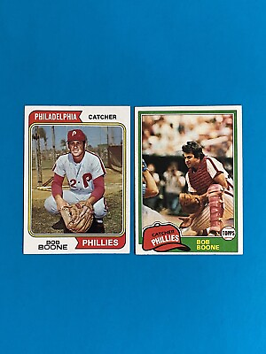 #ad Bob Boone Vintage Card Lot 1974 Topps 1981 Topps Phillies $1.99