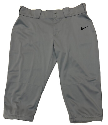 #ad Nike Vapor Select Womens XL Softball Pants Cropped Gray Black Swoosh Logo Sports $16.15