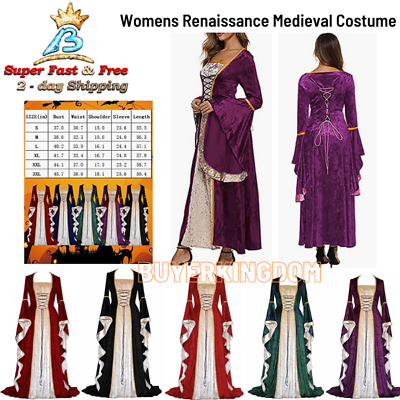 #ad Womens Renaissance Medieval Costume Adjustable Dress Lace Up Irish Floor Length $52.82
