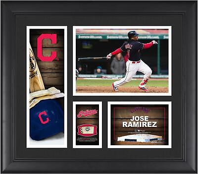 #ad Jose Ramirez Cleveland Indians Frmd 15quot; x 17quot; Player Collage amp; Piece of GU Ball $79.99