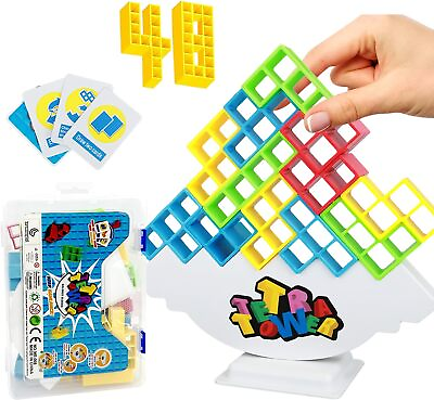 #ad 48 PCS Tetra Tower Game for Adult Kids Stack Attack Games for Family Travel Part $23.65
