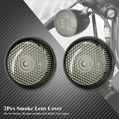 #ad 2Pcs Smoke Turn Signal Lens Net Bullet Cover Fit For Harley Dyna XL 2000 2019 GBP 4.49