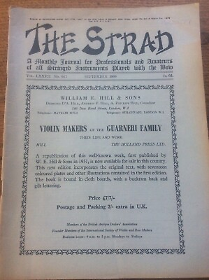#ad THE STRAD Music Journal Sept 1966 A 1683 STRADIVARI The Bucher Violin Makers GBP 9.99
