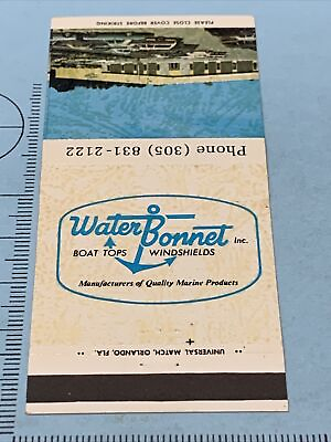 #ad Front Strike Matchbook Cover Water Bonnet Boat Tops•Windshields Casselberry gmg $12.50