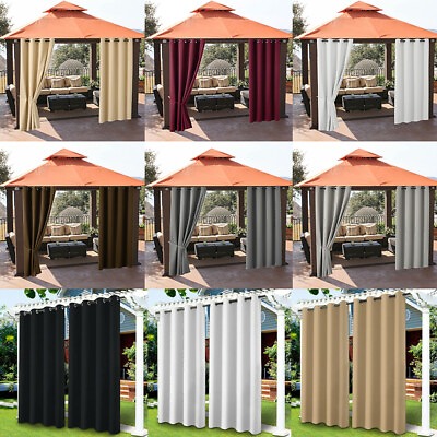 #ad Waterproof Outdoor Curtains for Patio Thermal Insulated Sun Blocking Drapes New $17.99