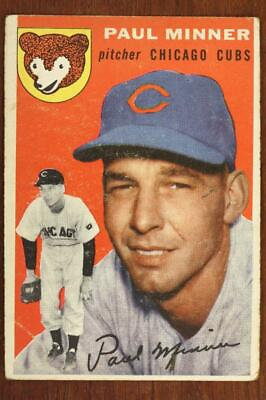#ad Vintage 1954 Baseball Card TOPPS #28 PAUL MINNER Pitcher Chicago Cubs $10.50