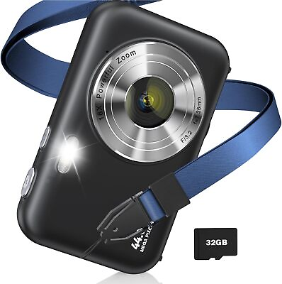 #ad Digital CameraFHD 1080P Kids Camera with Neck Lanyard 32GB Card Battery Black $36.99