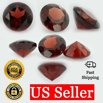 #ad Loose Round Cut Genuine Natural Garnet Stone Single Almandine Red Birthstone $2.49