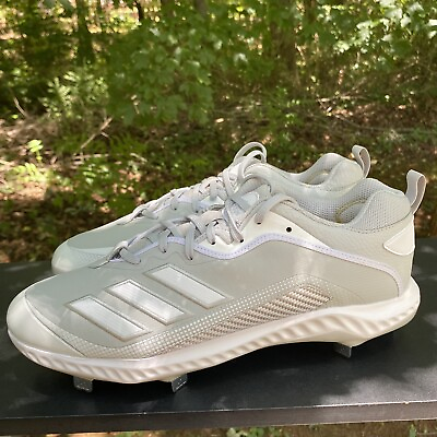 Adidas Icon 6 Bounce Baseball Metal Cleats Gray White Mens Size 13 FV0353 $48.74