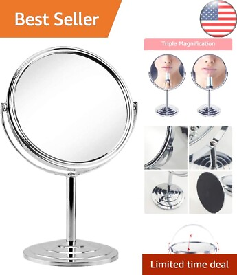 #ad Premium Vanity Mirror Dual Sided 3X Magnification 360° Rotation $33.97