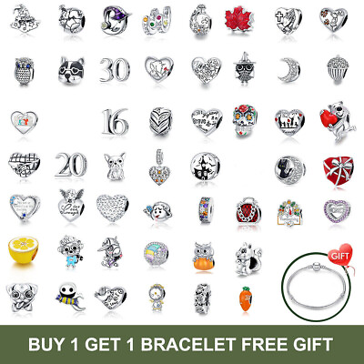 #ad BAMOER Authentic European 925 Sterling Silver DIY Charms For Women Bracelet Bead $9.42